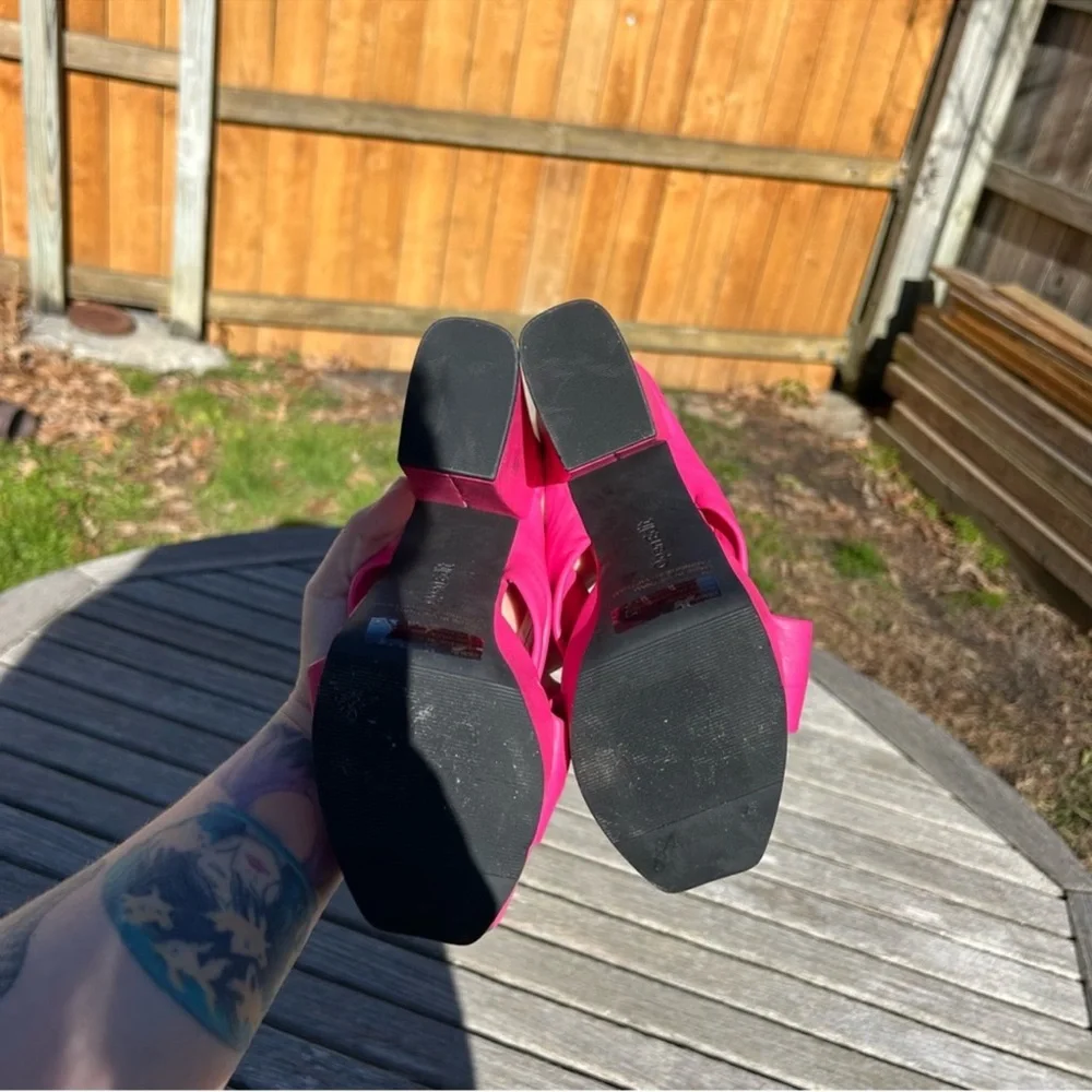 Open Edit Kaia Knot Platform Sandals in pink‎ rouge size 7 spring summer preppy